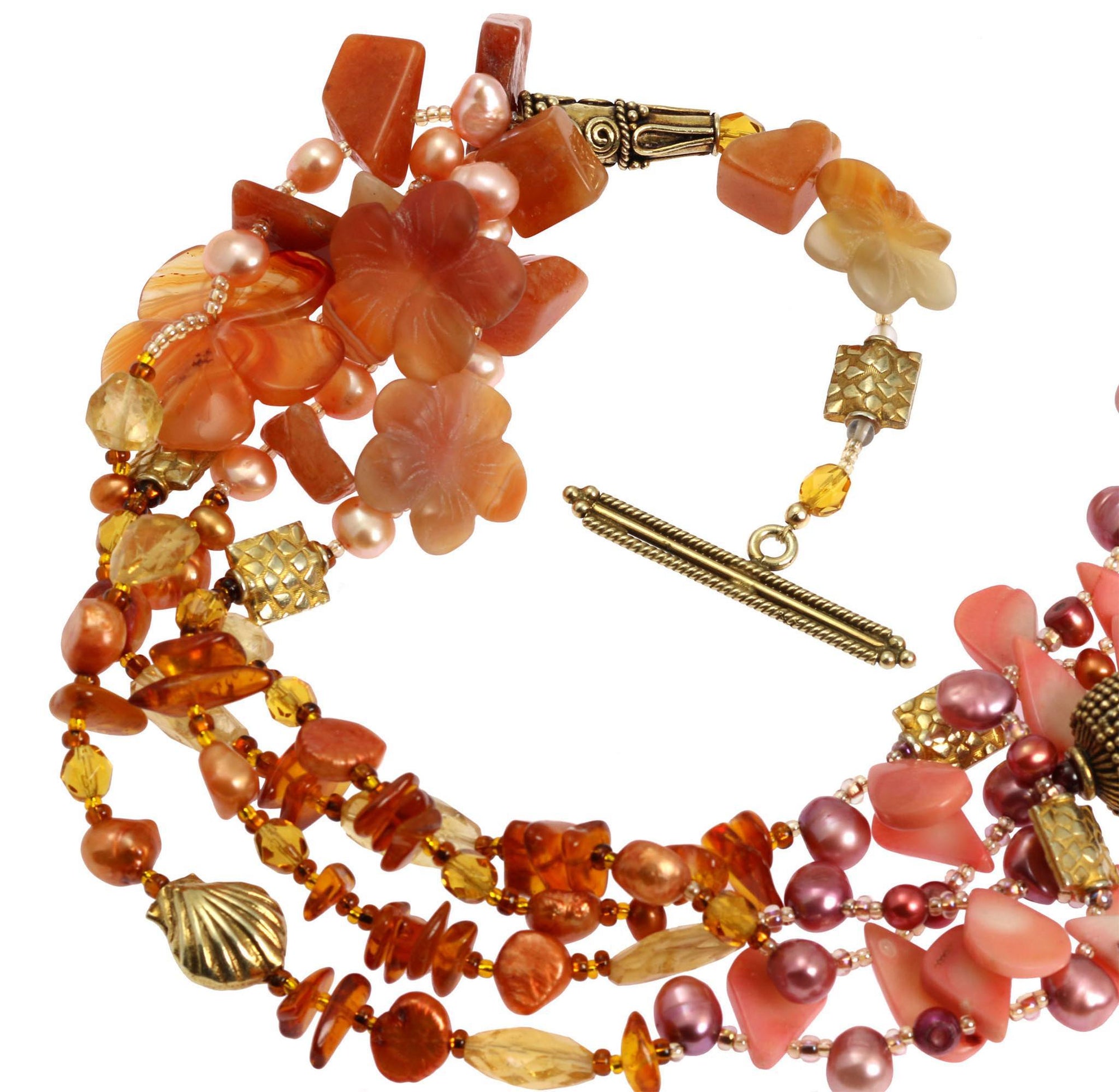 Garnet Amber Carnelian Beaded Gemstone Necklace Clasp View