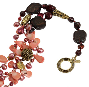 4 of 5: Clasp View Garnet Amber Carnelian Beaded Gemstone Necklace