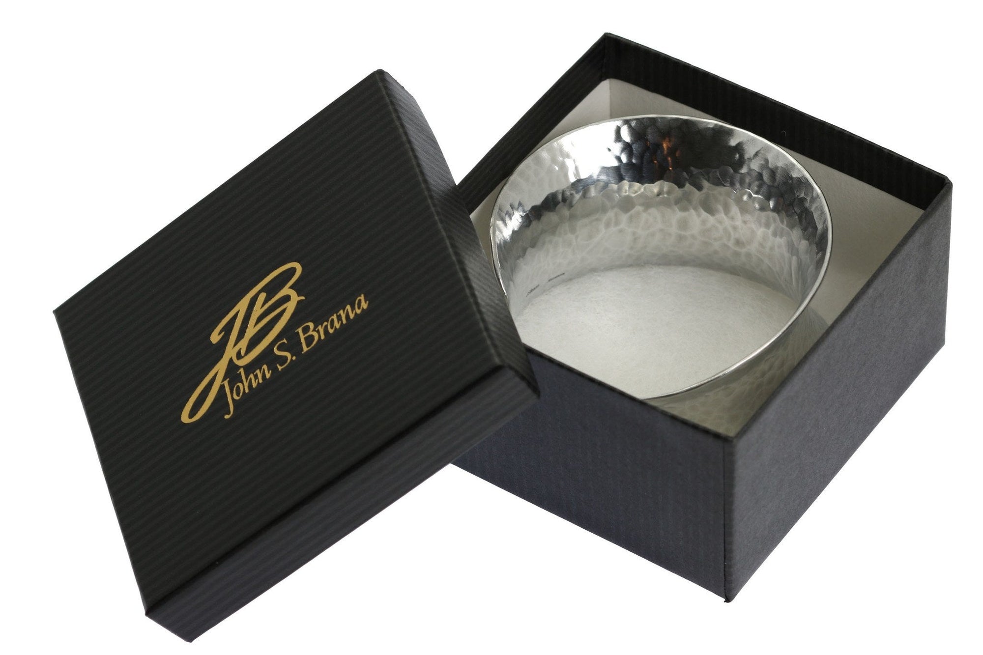 Hammered Aluminum Anticlastic Bangle in Black Gift Box