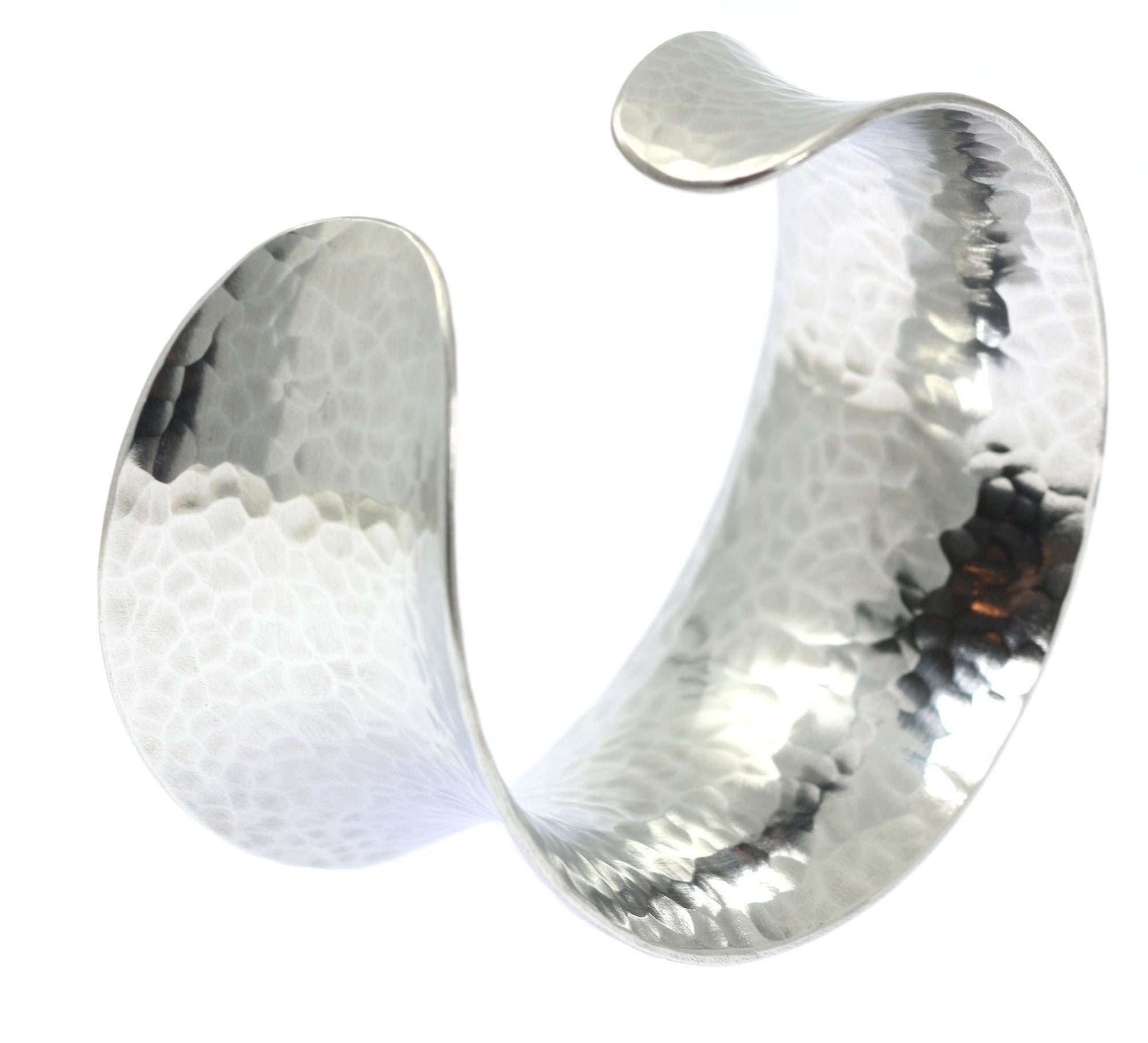 Detailed View of Hammered Aluminum Anticlastic Bangle