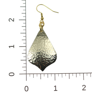 4 of 6: Scale of Hammered Aluminum Arabesque Drop Earrings on a Ruler for Size Dimensions