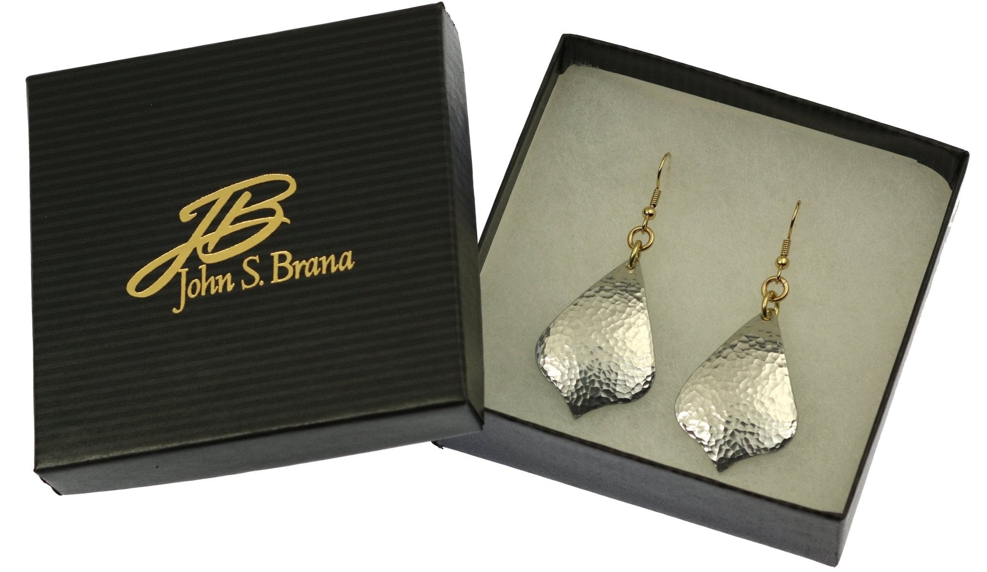 Hammered Aluminum Arabesque Drop Earrings in Gift Box
