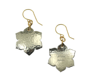 3 of 6: Front and Back Views of Hammered Aluminum Arabesque Flower Earrings