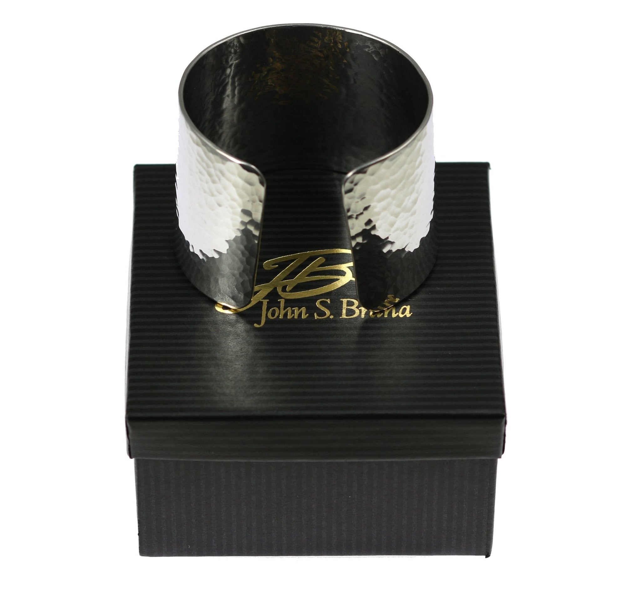 Hammered Aluminum Cuff Bracelet in Black Gift Box