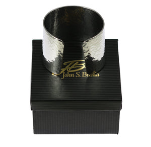5 of 5: Hammered Aluminum Cuff Bracelet on top of a Black Gift Box