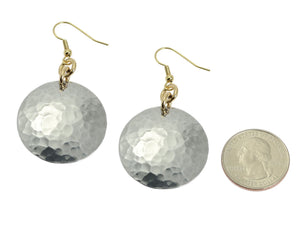 2 of 3: Size of Hammered Aluminum Disc Earrings compared to a US Quarter Coin