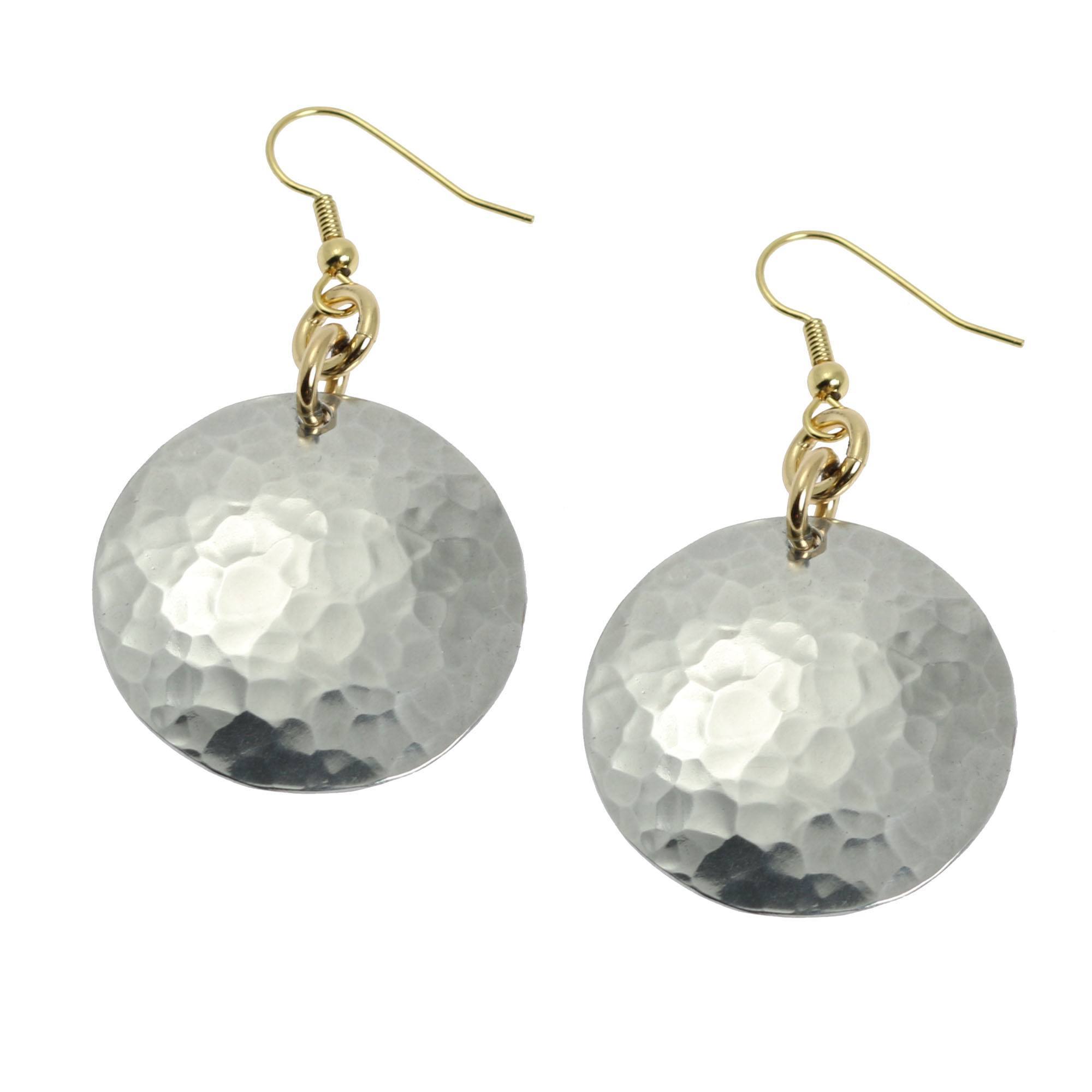 Hammered Aluminum Disc Earrings