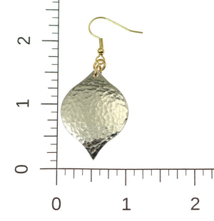 4 of 6: Scale of Hammered Aluminum Marrakesh Drop Earrings on a Ruler for Size Dimensions