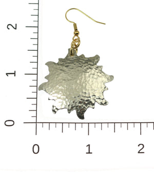4 of 6: Scale of Hammered Aluminum Sunburst Earrings on a Ruler for Size Dimensions