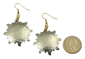 2 of 6: Size of Hammered Aluminum Sunburst Earrings compared to a US Quarter Coin