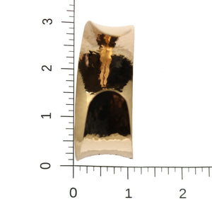 4 of 7: Scale of Hammered Bronze Anticlastic Cuff on a Ruler for Size Dimensions