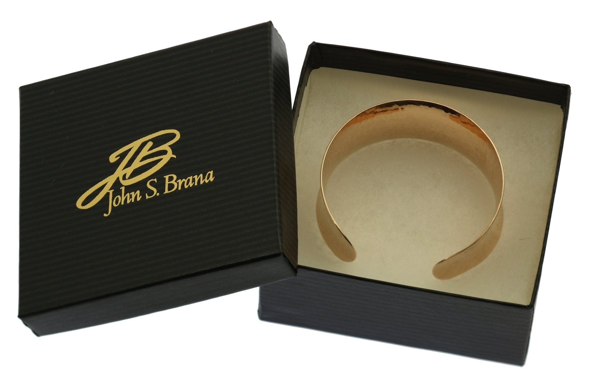 Hammered Bronze Anticlastic Cuff in Black Gift Box