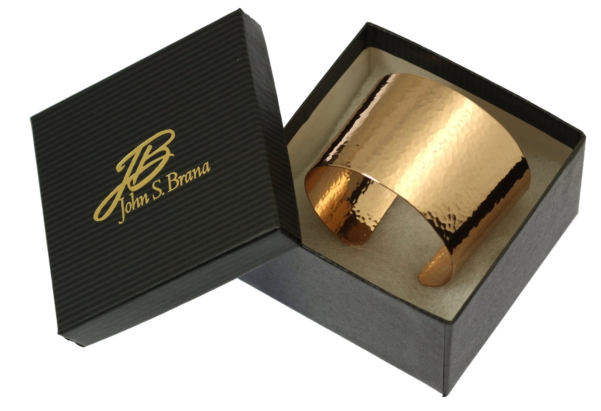 Hammered Bronze Cuff Bracelet in Black Gift Box
