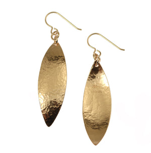 3 of 6: Front and Back Views of Hammered Bronze Leaf Earrings