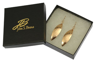 6 of 6: Gift Boxed Hammered Bronze Leaf Earrings