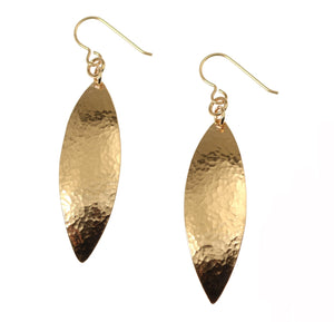 1 of 6: A Pair of Hammered Bronze Leaf Earrings on a White Background