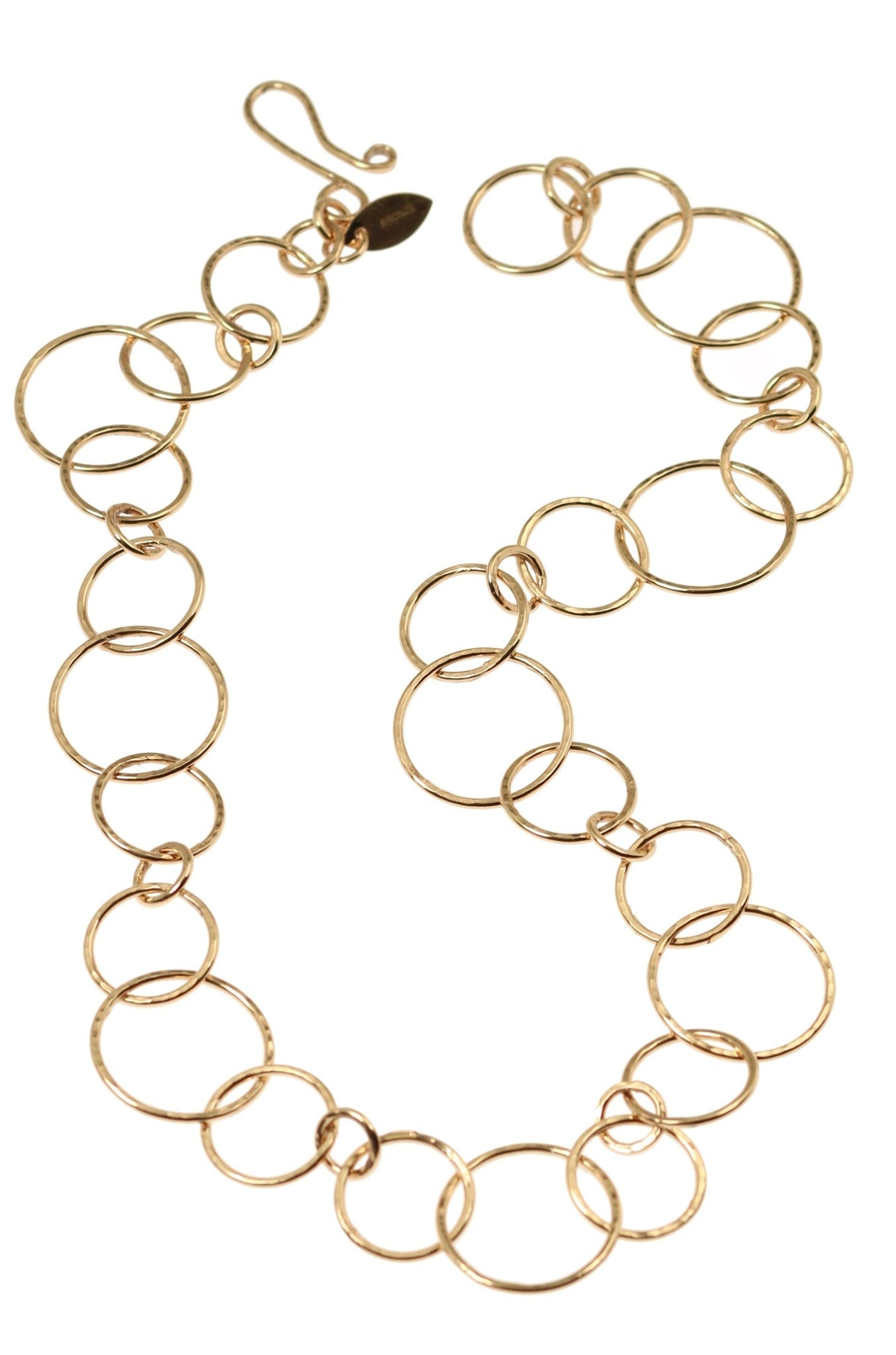Hammered Bronze Link Chain Necklace