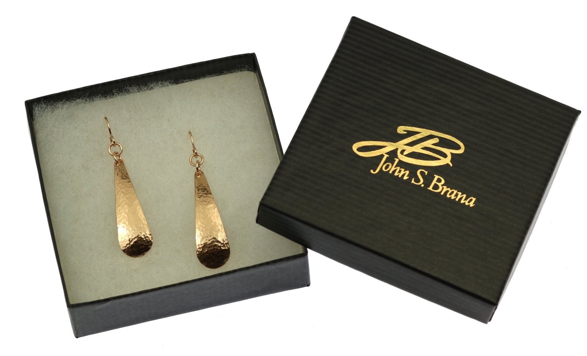 Gift Boxed Hammered Bronze Long Teardrop Earrings