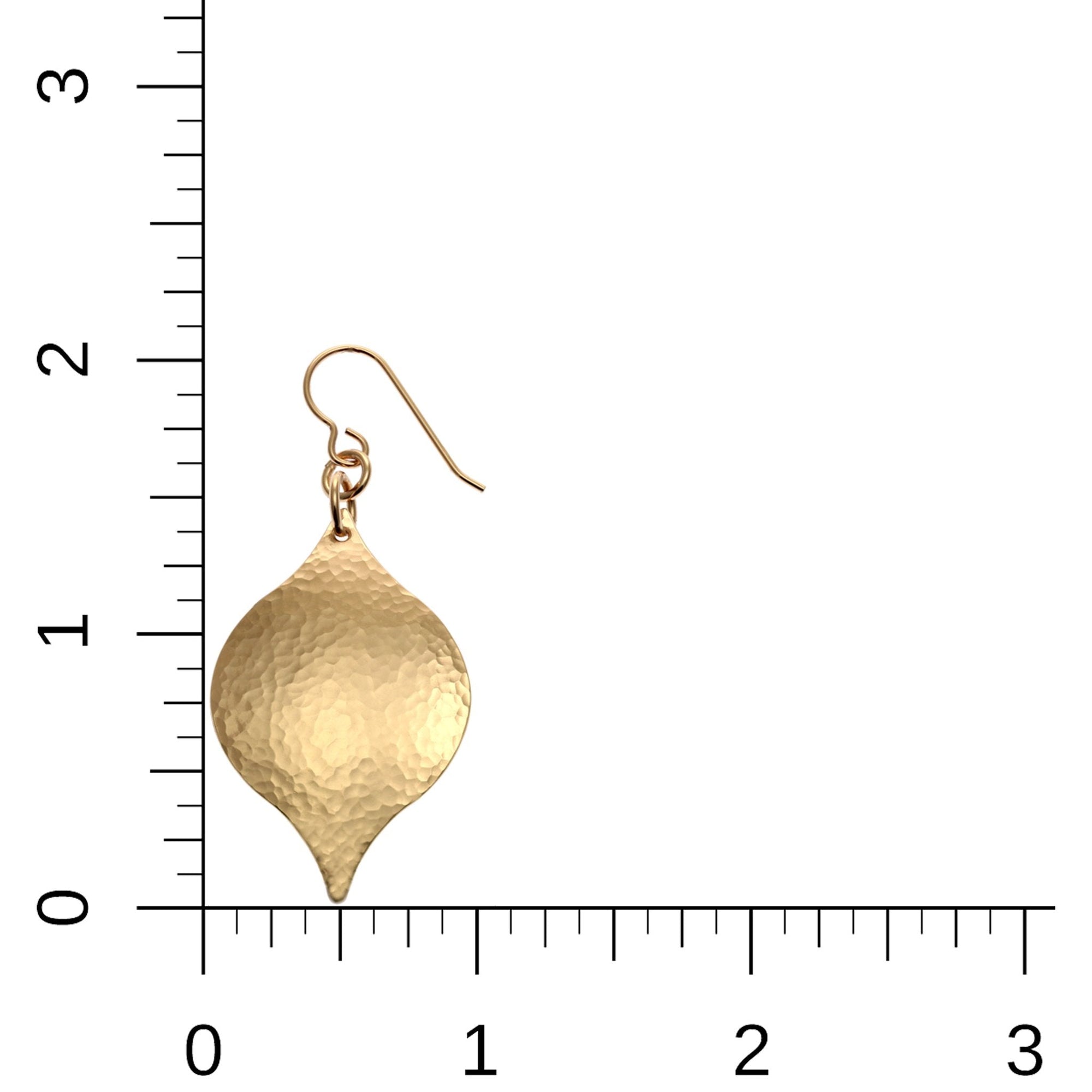 Scale of Hammered Bronze Marrakesh Drop Earrings on Ruler for Size Dimensions
