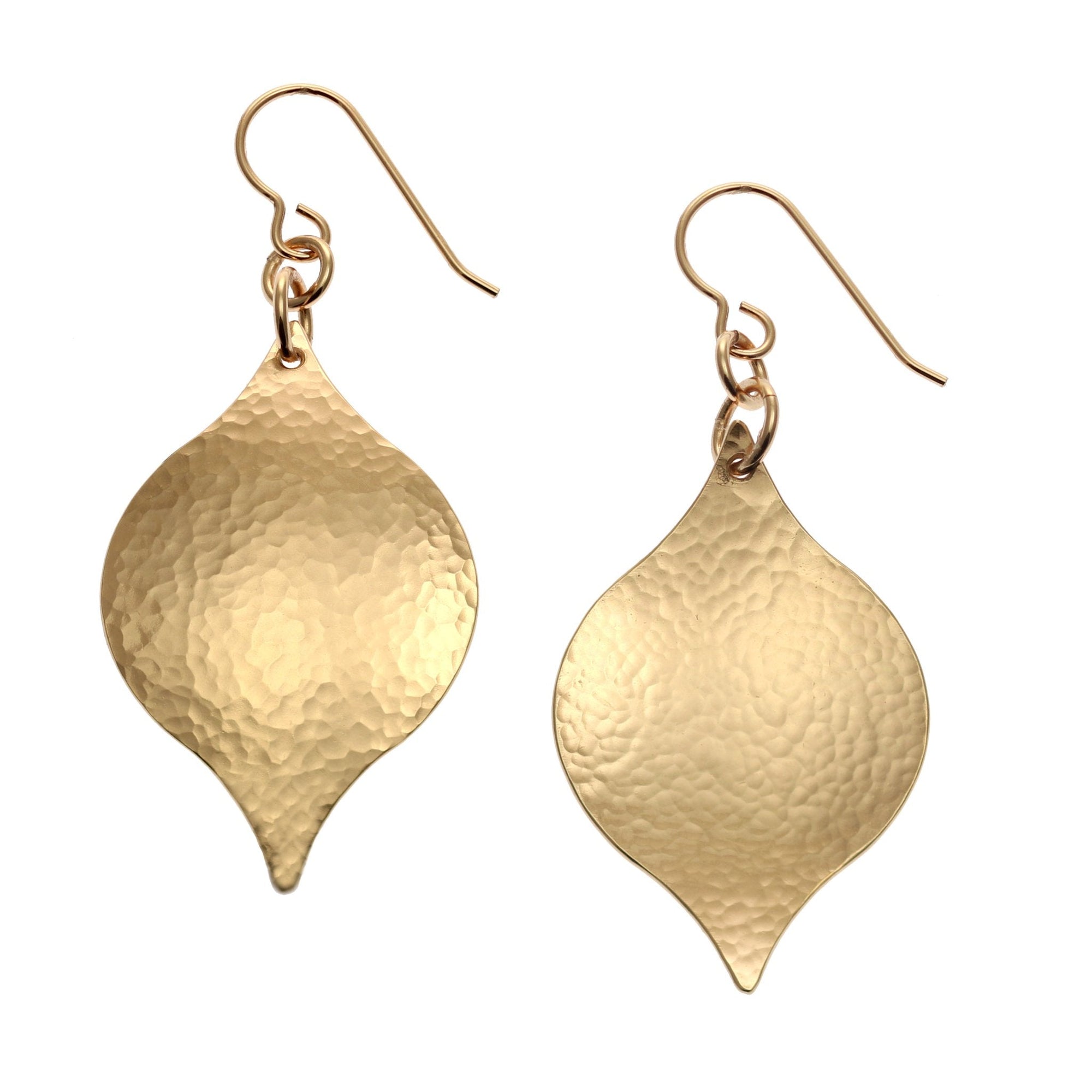 Front and Back Views of Hammered Bronze Marrakesh Drop Earrings