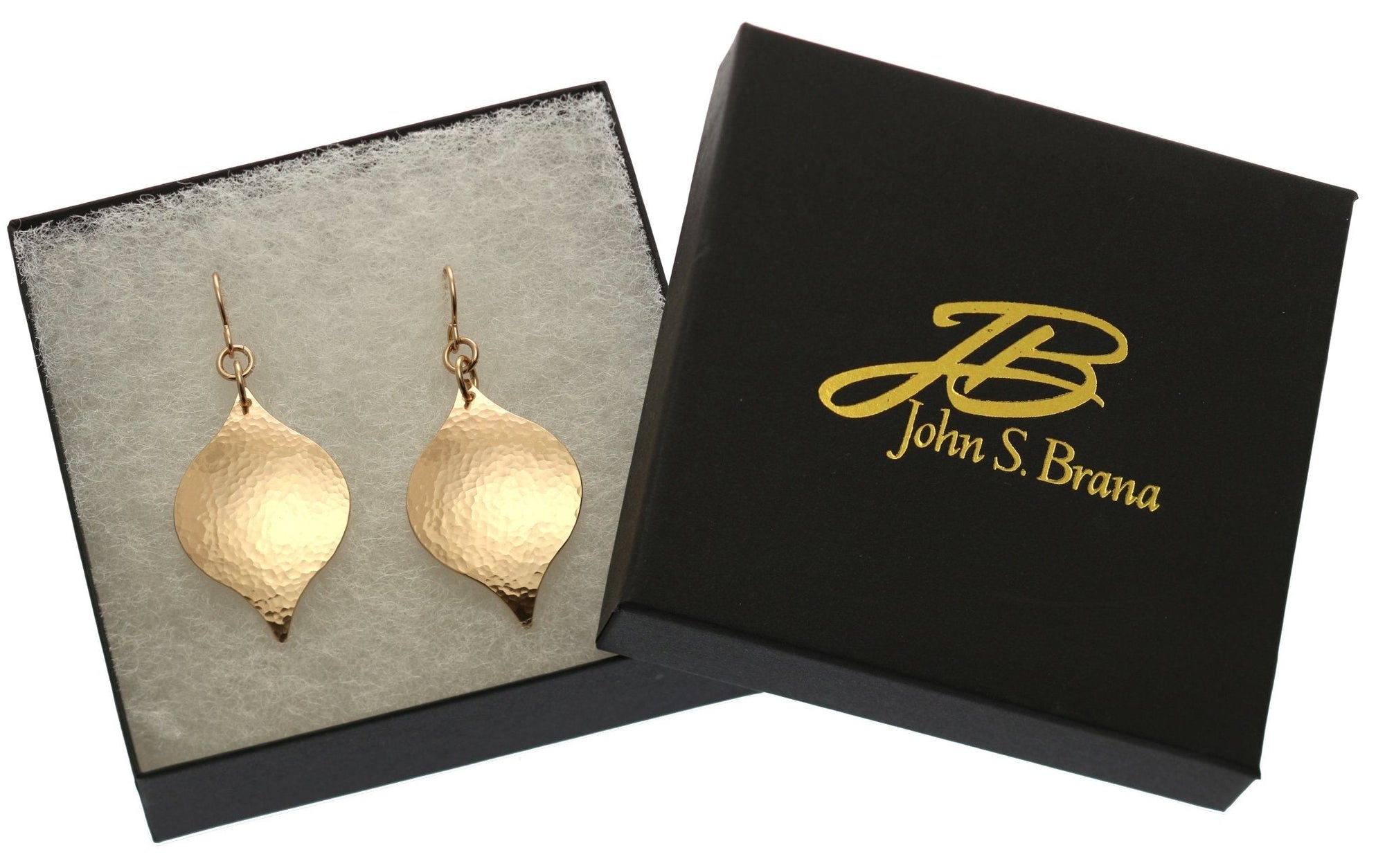 Hammered Bronze Marrakesh Drop Earrings in Black Gift Box