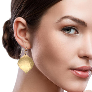 5 of 7: Hammered Bronze Moroccan Drop Earrings on Female Model