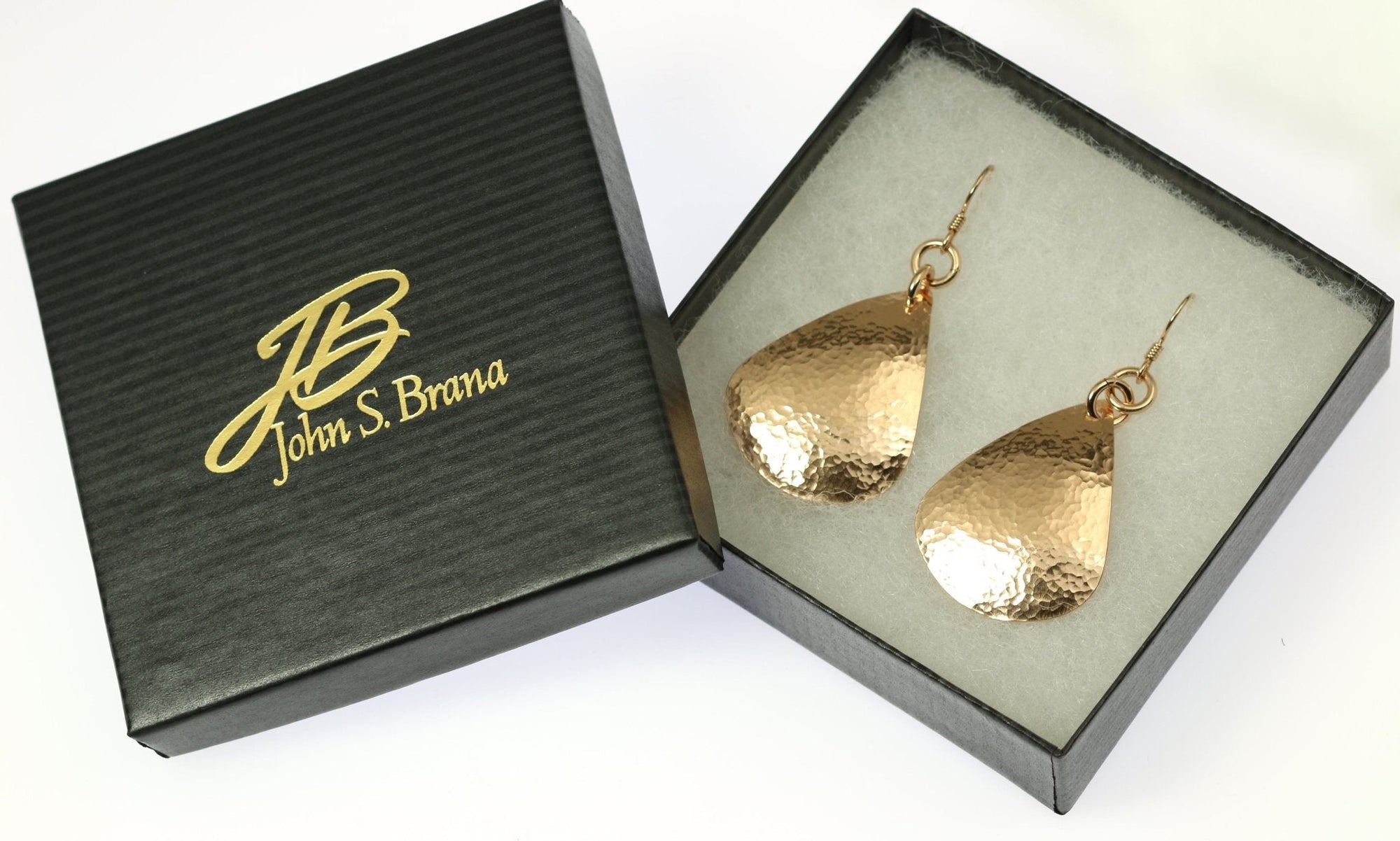 Gift Boxed Hammered Bronze Teardrop Earrings