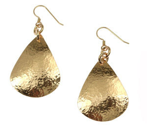 1 of 6: A Pair of Hammered Bronze Teardrop Earrings on a White Background