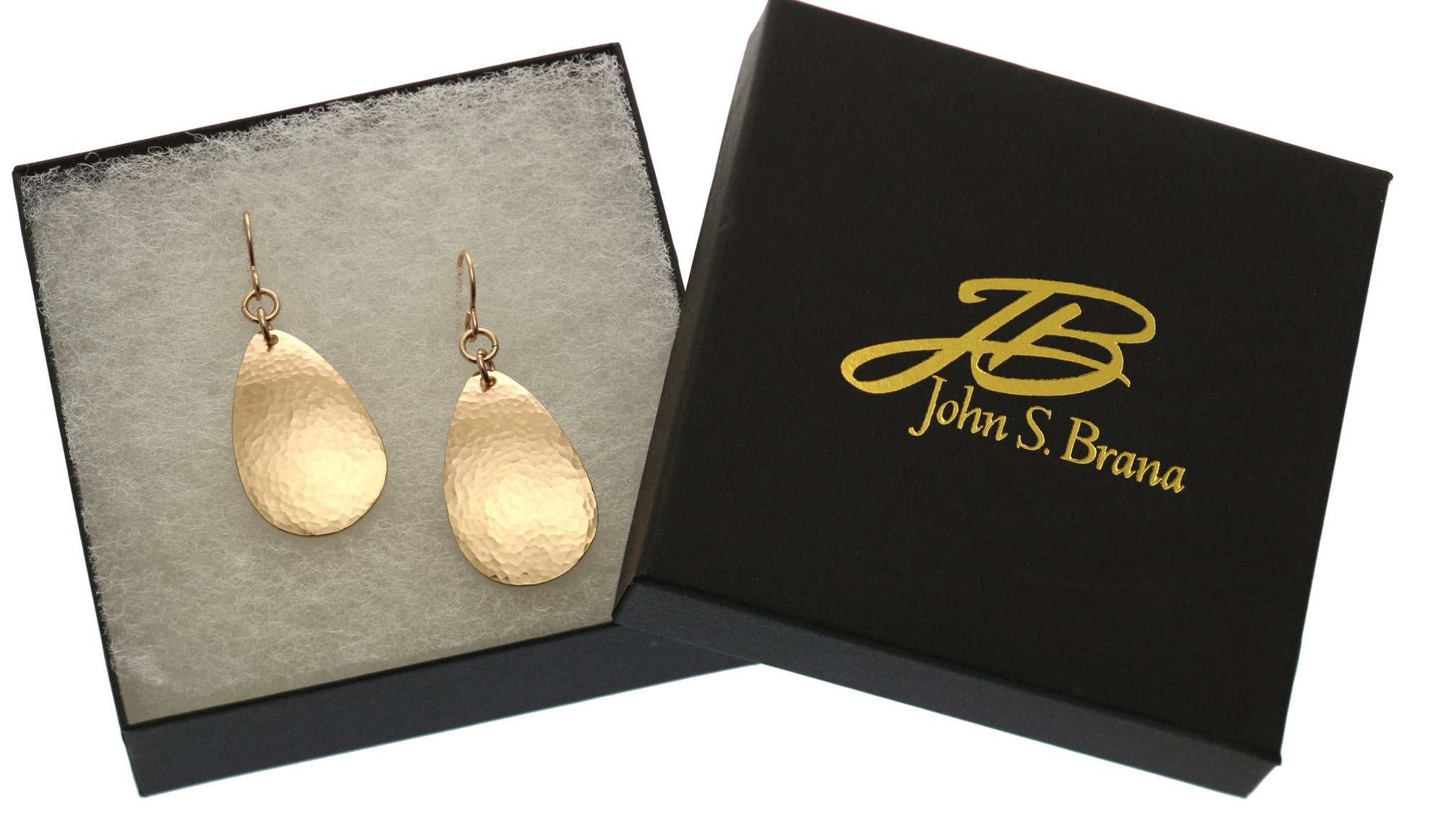 Hammered Bronze Teardrop Earrings in Gift Box