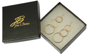 8 of 8: Hammered Bronze Three Tiered Dangle Earrings in Gift Box
