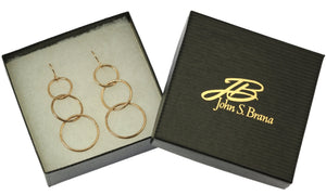 7 of 8: Gift Boxed Hammered Bronze Three Tiered Dangle Earrings