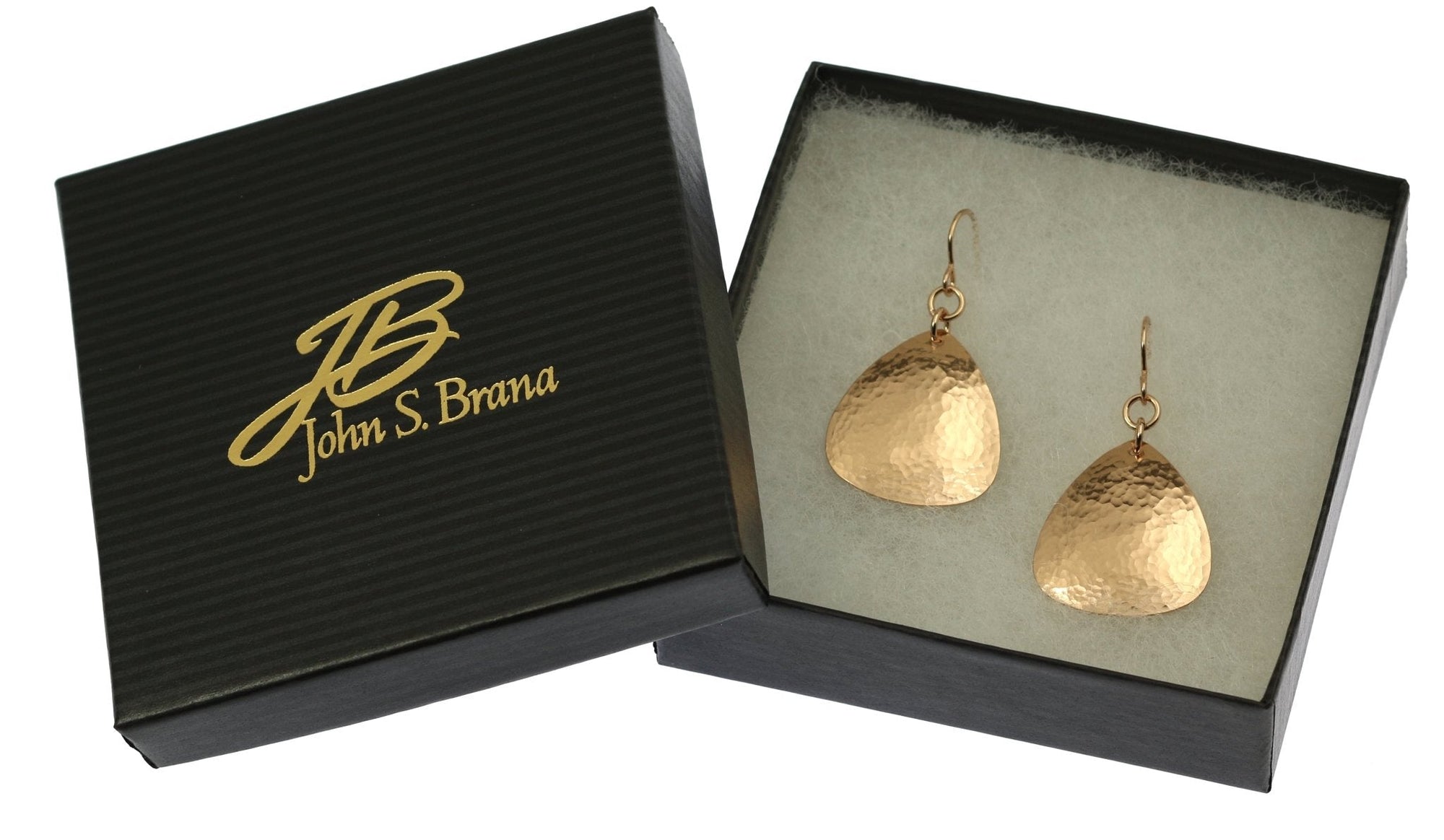 Hammered Bronze Triangular Earrings in Gift Box
