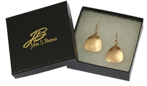 6 of 6: Hammered Bronze Triangular Earrings in Gift Box