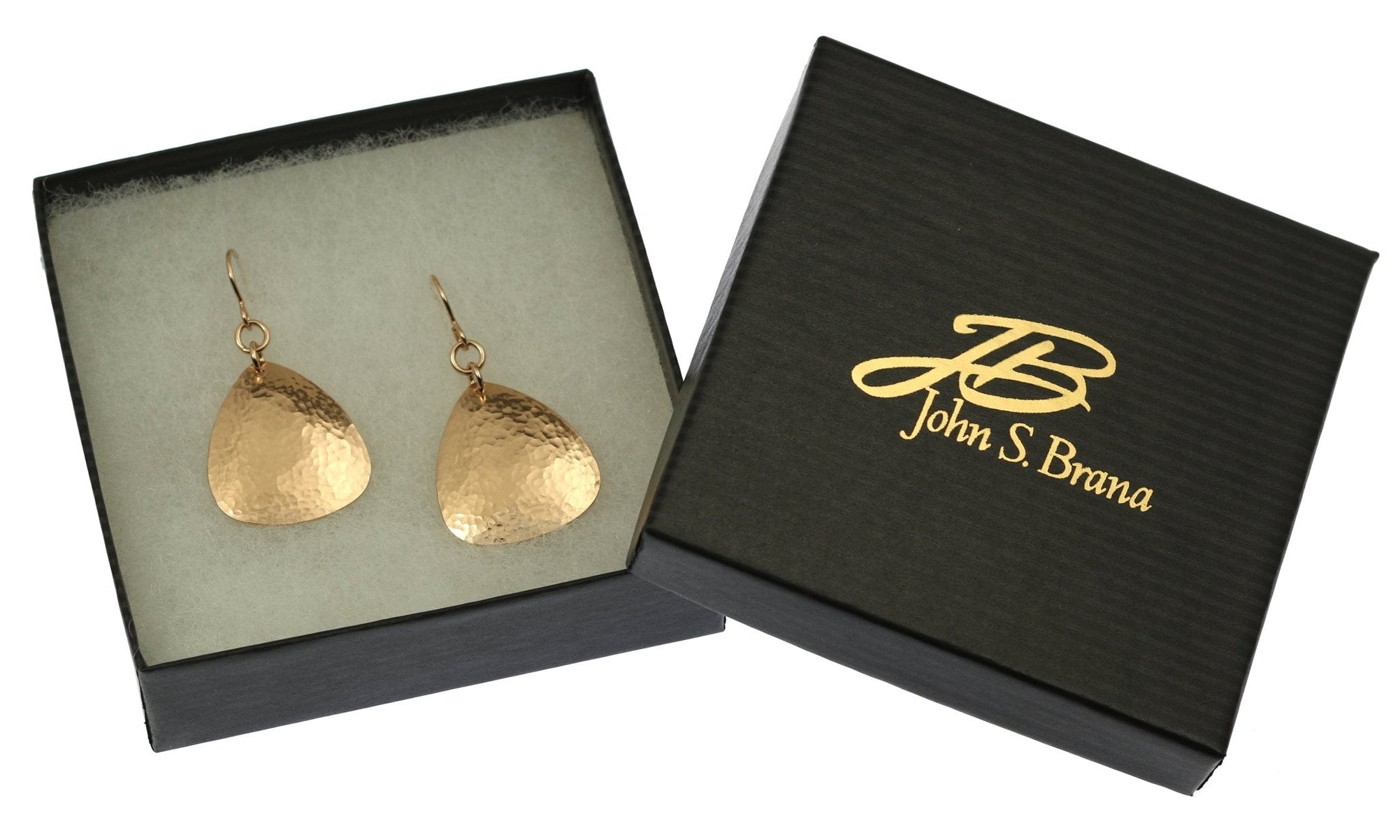 Gift Boxed Hammered Bronze Triangular Earrings