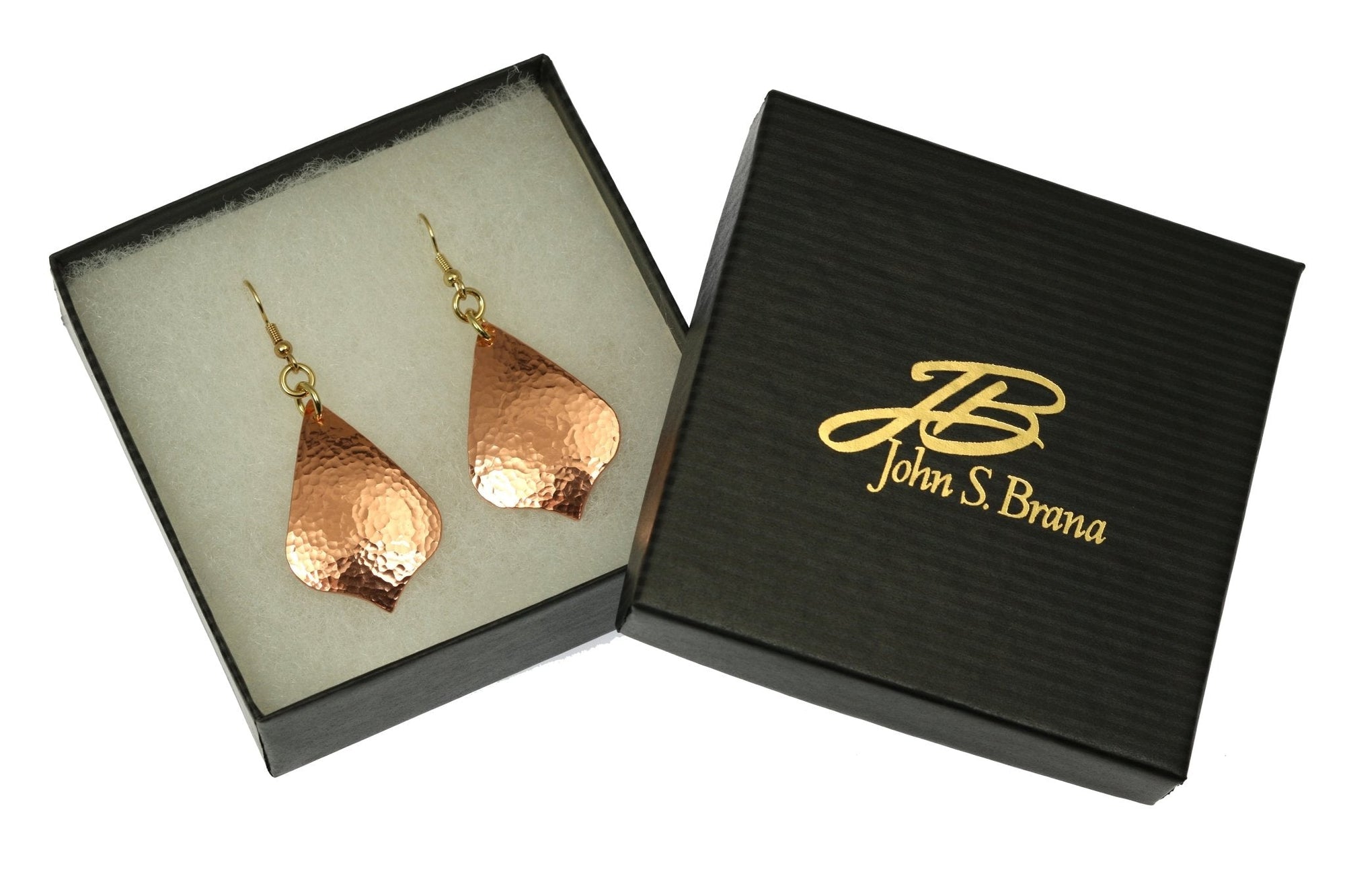 Gift Boxed Hammered Copper Arabesque Drop Earrings