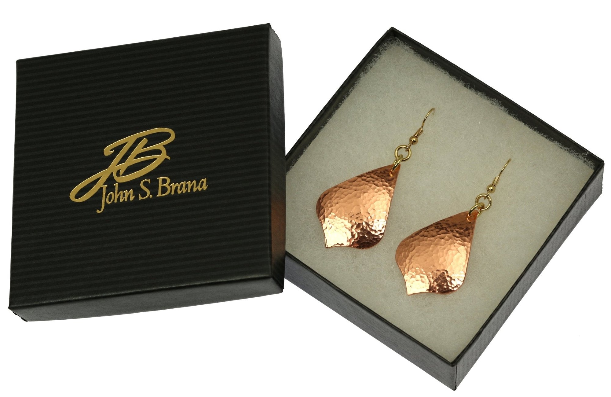 Hammered Copper Arabesque Drop Earrings in Gift Box