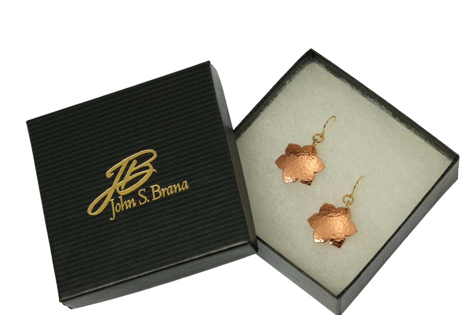 Hammered Copper Arabesque Flower Earrings in Gift Box