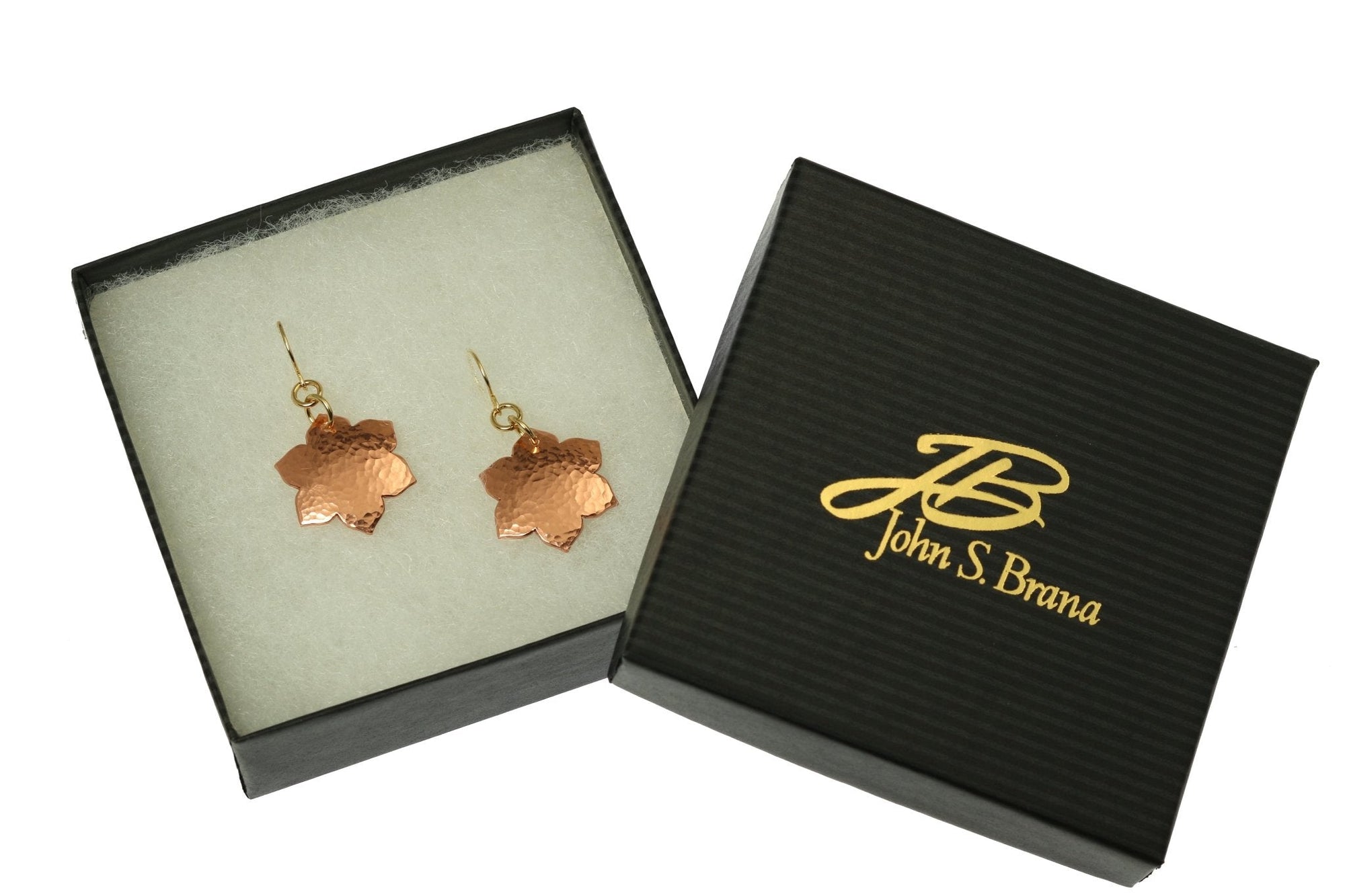 Gift Boxed Hammered Copper Arabesque Flower Earrings