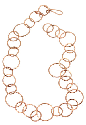 1 of 3: A Hammered Copper Chain Link Necklace on a White Background