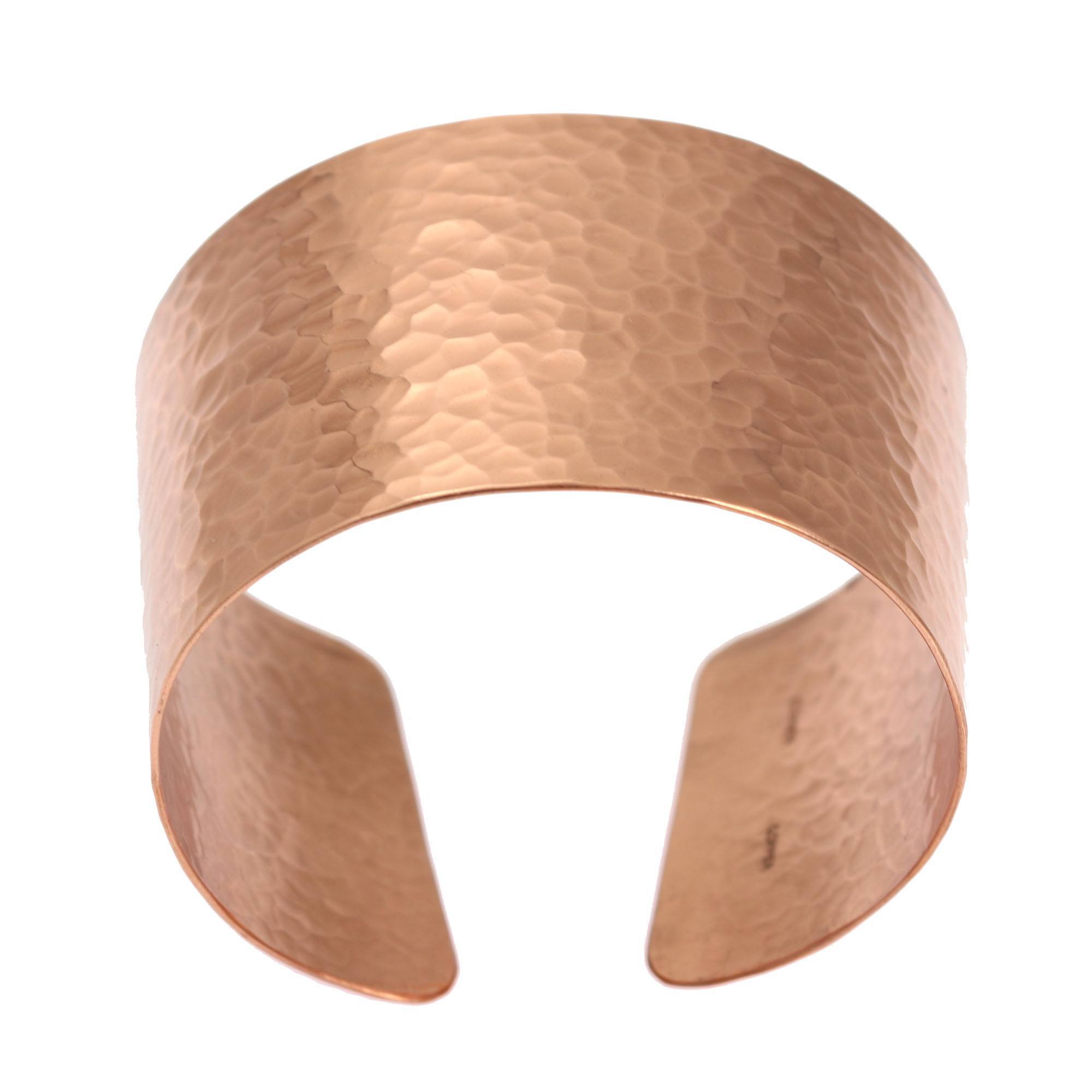 Top View of Hammered Copper Cuff Bracelet