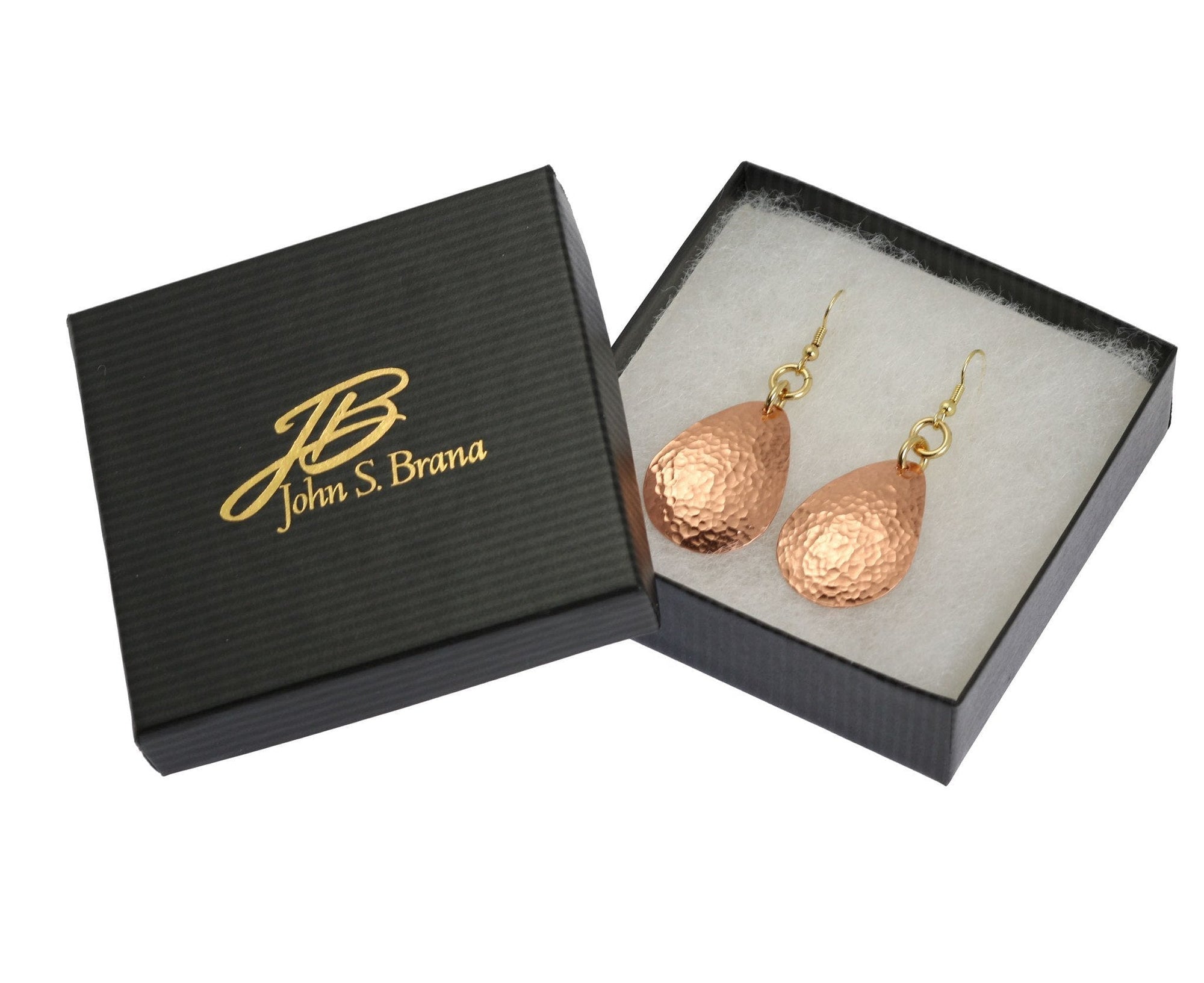 Gift Boxed Hammered Copper Drop Earrings