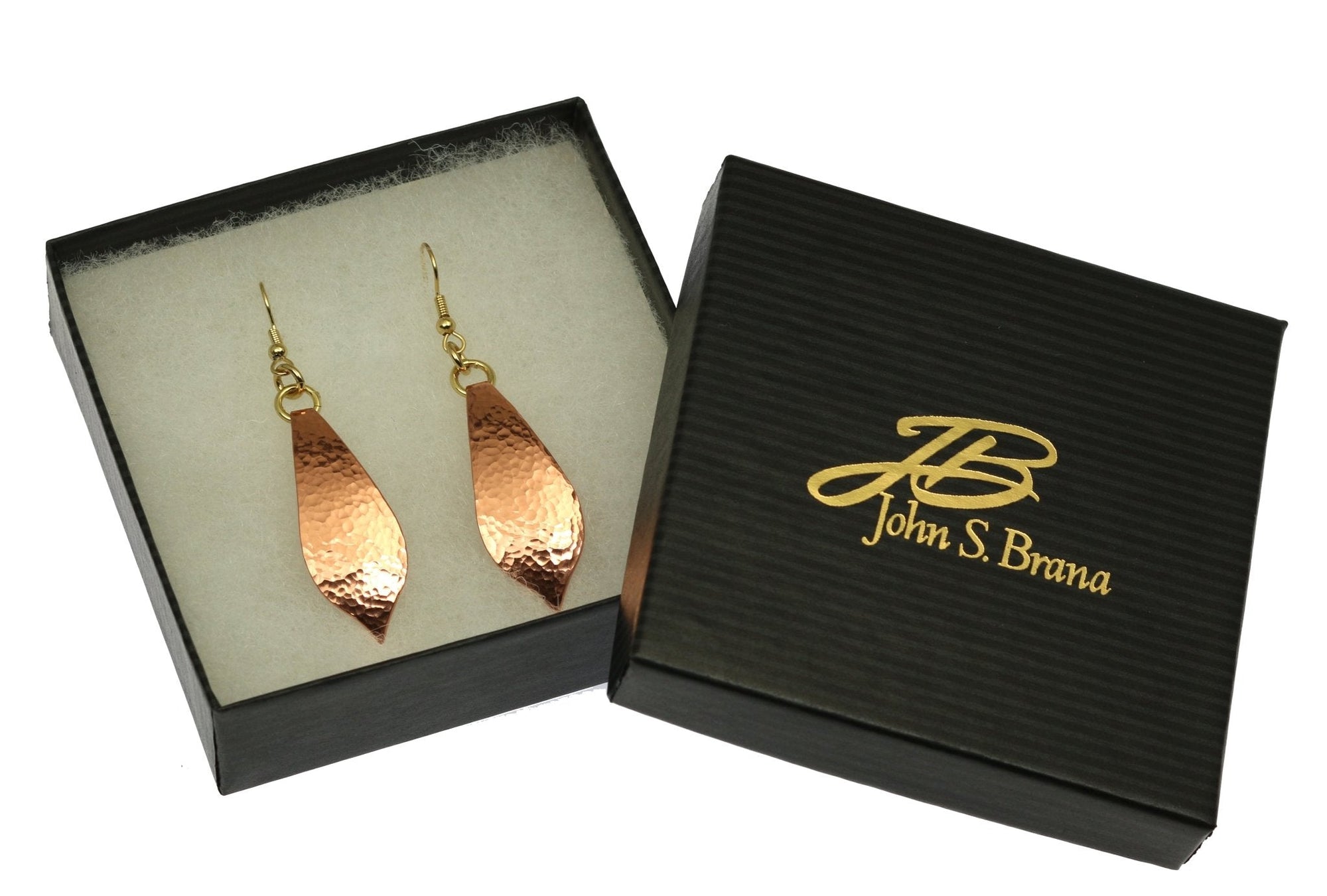 Gift Boxed Hammered Copper Marrakesh Tear Drop Earrings