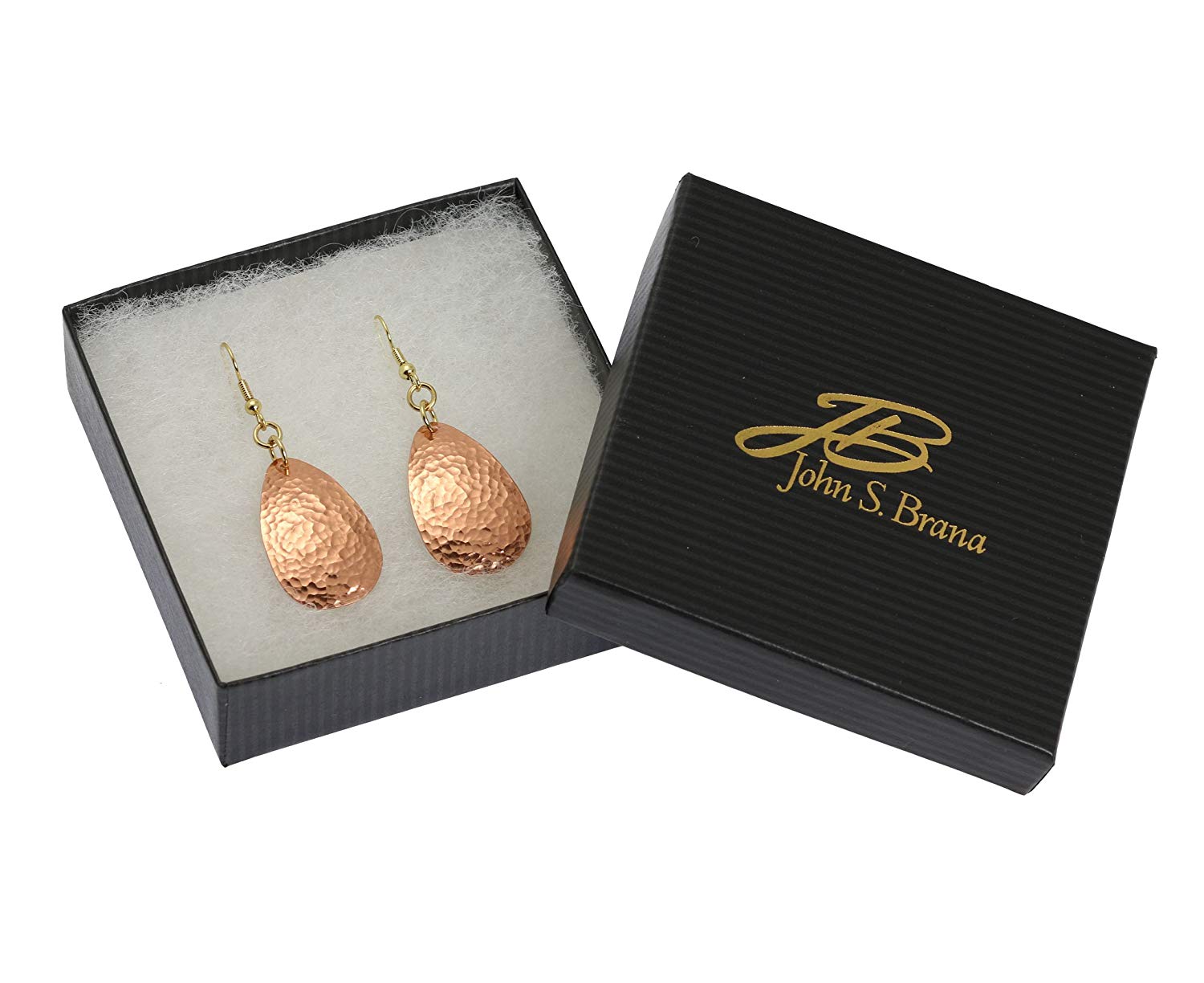 Gift Boxed Hammered Copper Medium Tear Drop Earrings