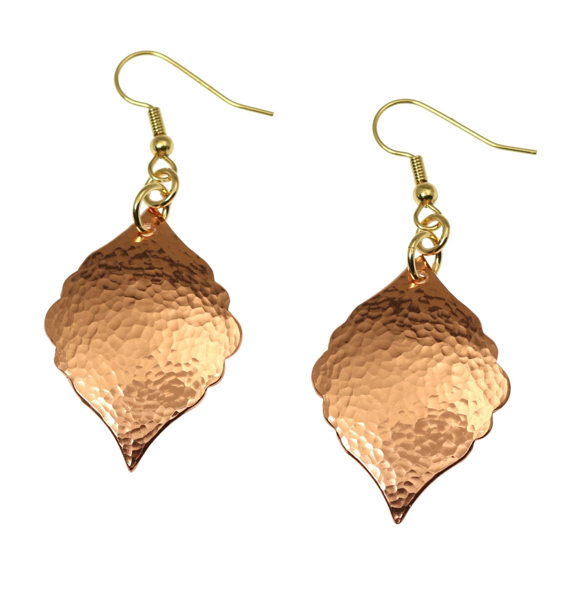 A Pair of Moroccan Copper Earrings on a White Background