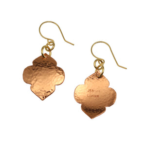 4 of 6: Front and Back Views of Hammered Copper Quatrefoil Dangle Earrings