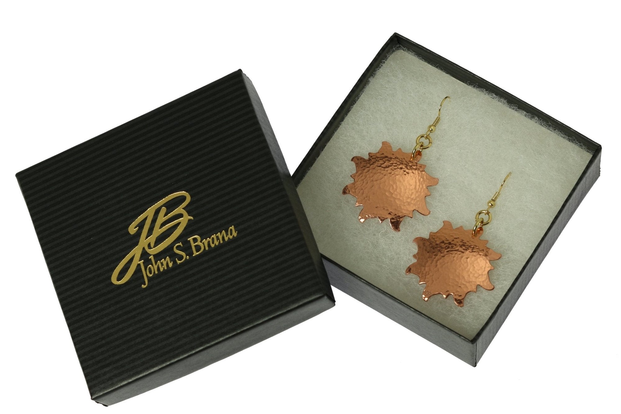 Hammered Copper Sunburst Earrings in Gift Box