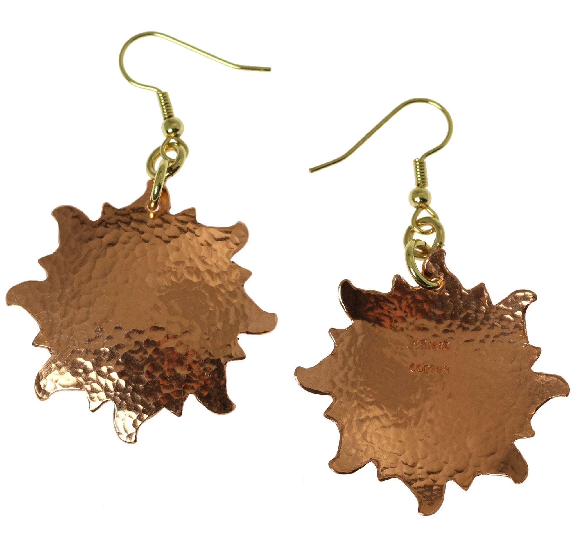 Detail of Hammered Copper Sunburst Earrings