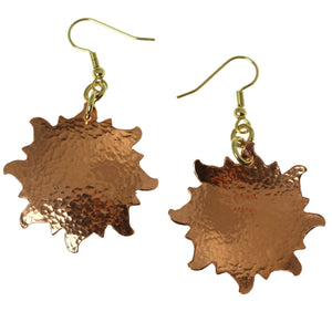 4 of 6: Front and Back Views of Hammered Copper Sunburst Earrings