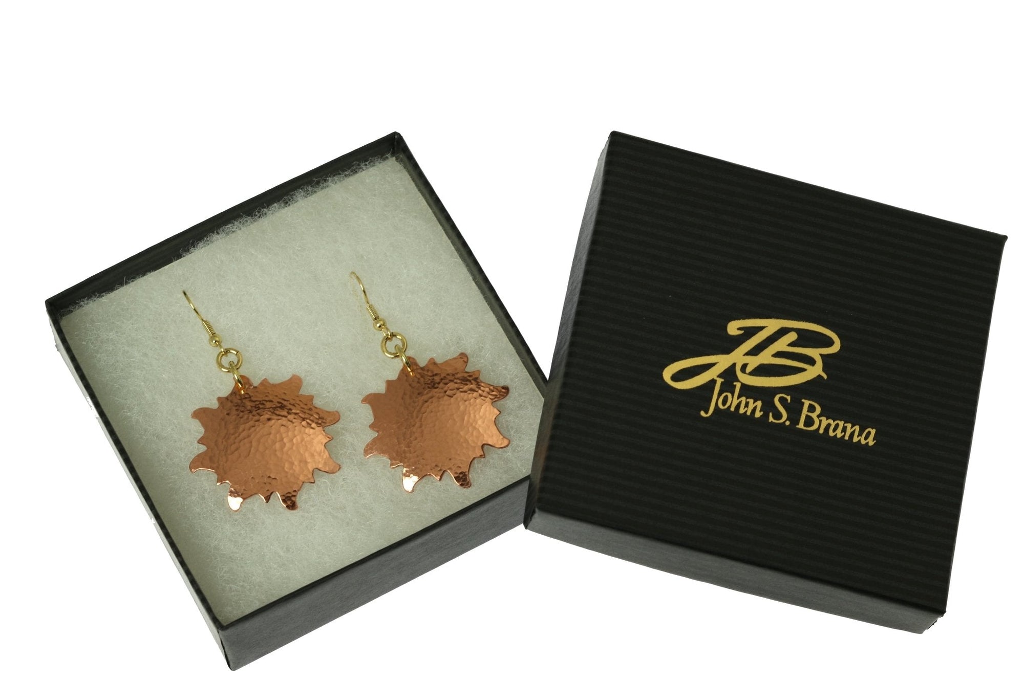 Gift Boxed Hammered Copper Sunburst Earrings