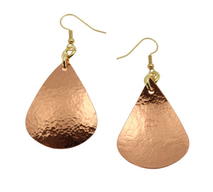 3 of 6: Front and Back Views of Hammered Copper Teardrop Earrings